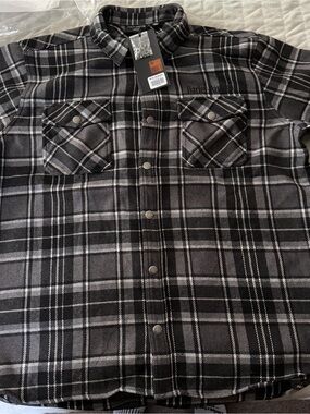 Harley-Davidson Black & Gray Plaid Flannel Shirt